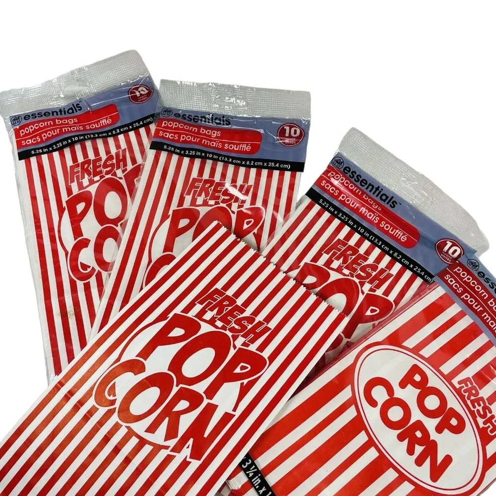Essentials Paper Popcorn Bags Concessions Parties Movie Night 4 Packs W 38 Total